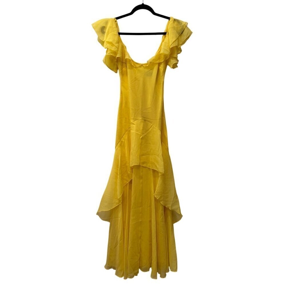 New ASOS Design Women's Size US 2 Yellow Ruffled Maxi Dress With Layered Skirt